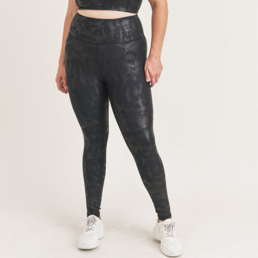 Amelia Black Foil leggings-Curvy
